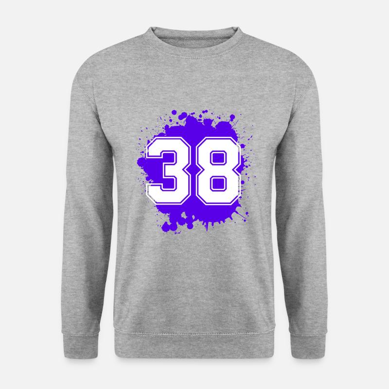 38 Zahl Klecks - Unisex Pullover - Weißgrau meliert