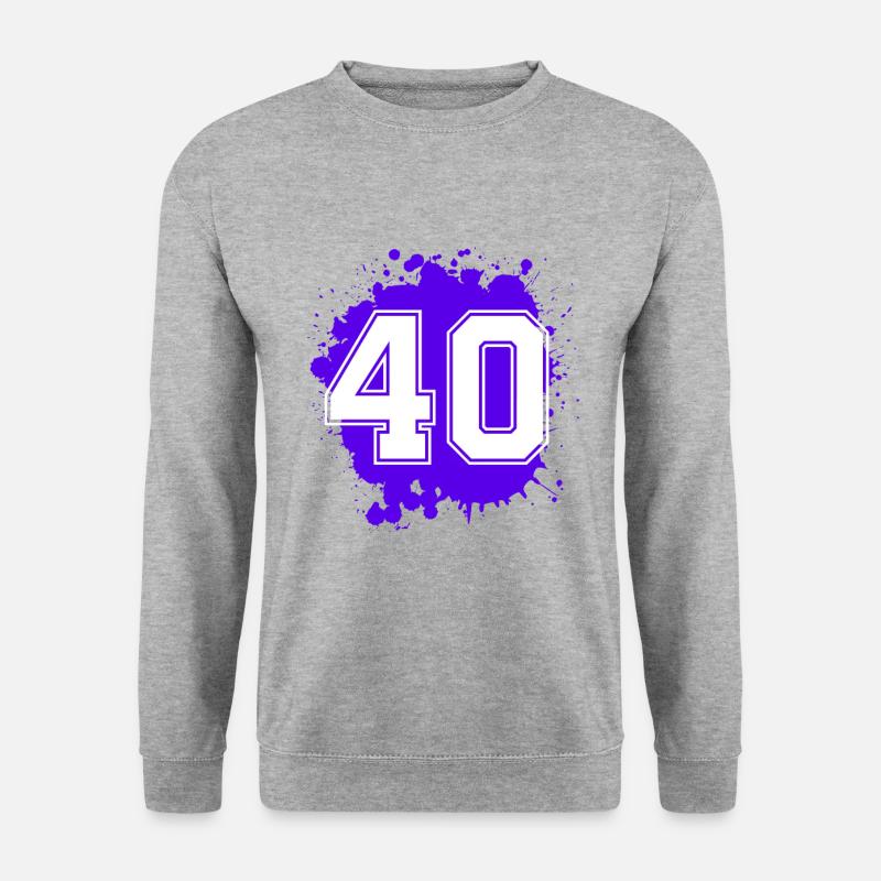 40 Zahl Klecks - Unisex Pullover - Weißgrau meliert