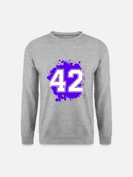 42 Zahl Klecks - Unisex Pullover - Weißgrau meliert