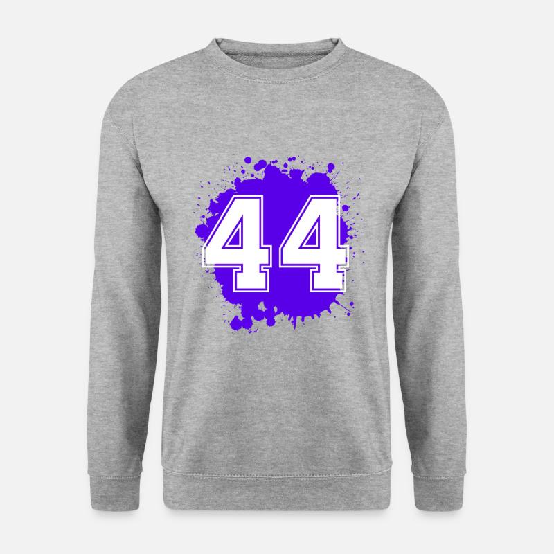44 Zahl Klecks - Unisex Pullover - Weißgrau meliert