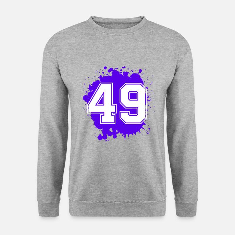 49 Zahl Klecks - Unisex Pullover - Weißgrau meliert