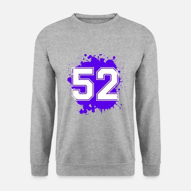 52 Zahl Klecks - Unisex Pullover - Weißgrau meliert
