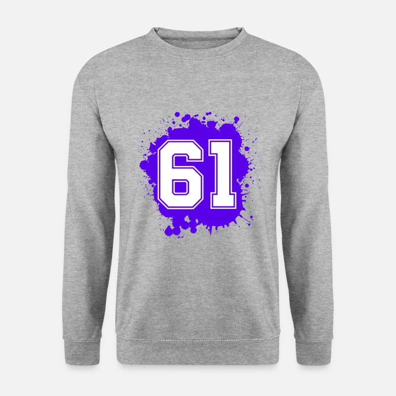 61 Zahl Klecks - Unisex Pullover - Weißgrau meliert