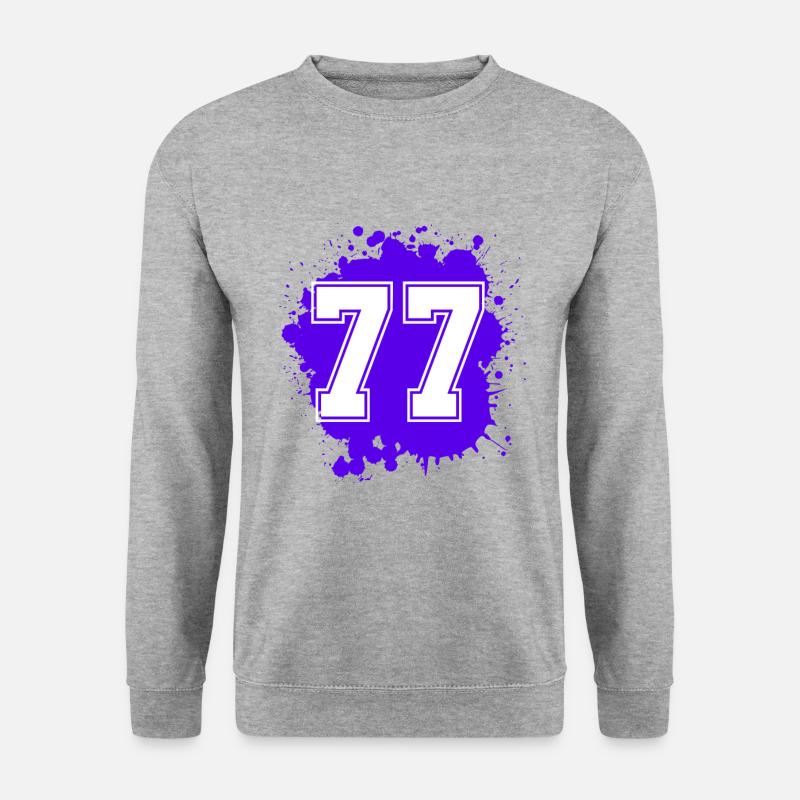 77 Zahl Klecks - Unisex Pullover - Weißgrau meliert