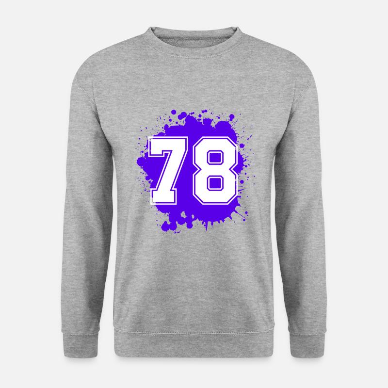 78 Zahl Klecks - Unisex Pullover - Weißgrau meliert