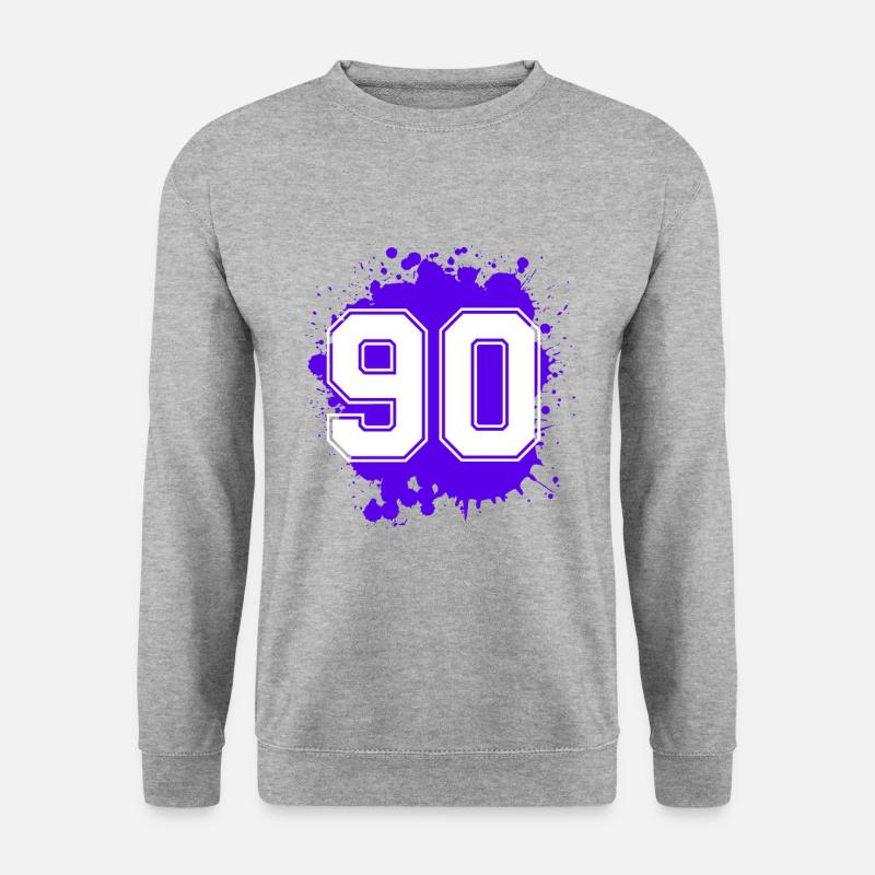90 Zahl Klecks - Unisex Pullover - Weißgrau meliert