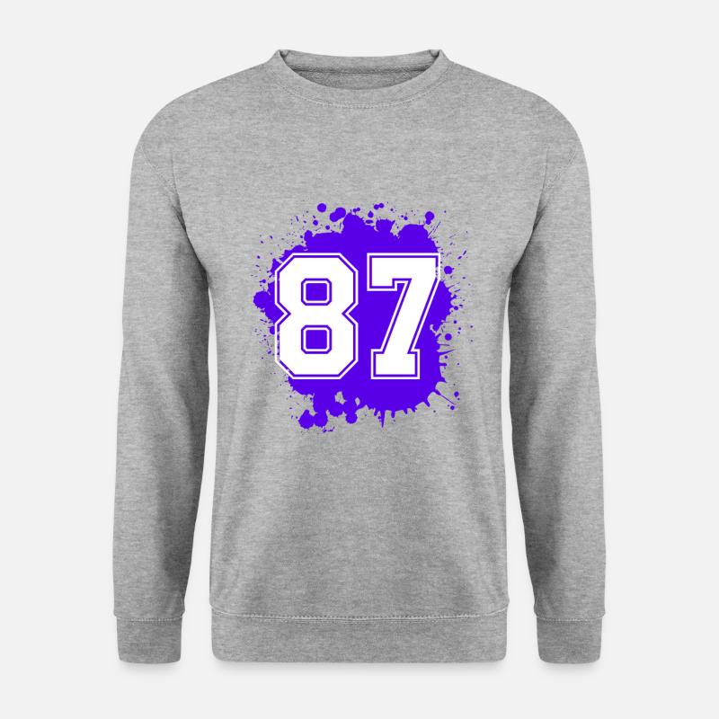 87 Zahl Klecks - Unisex Pullover - Weißgrau meliert