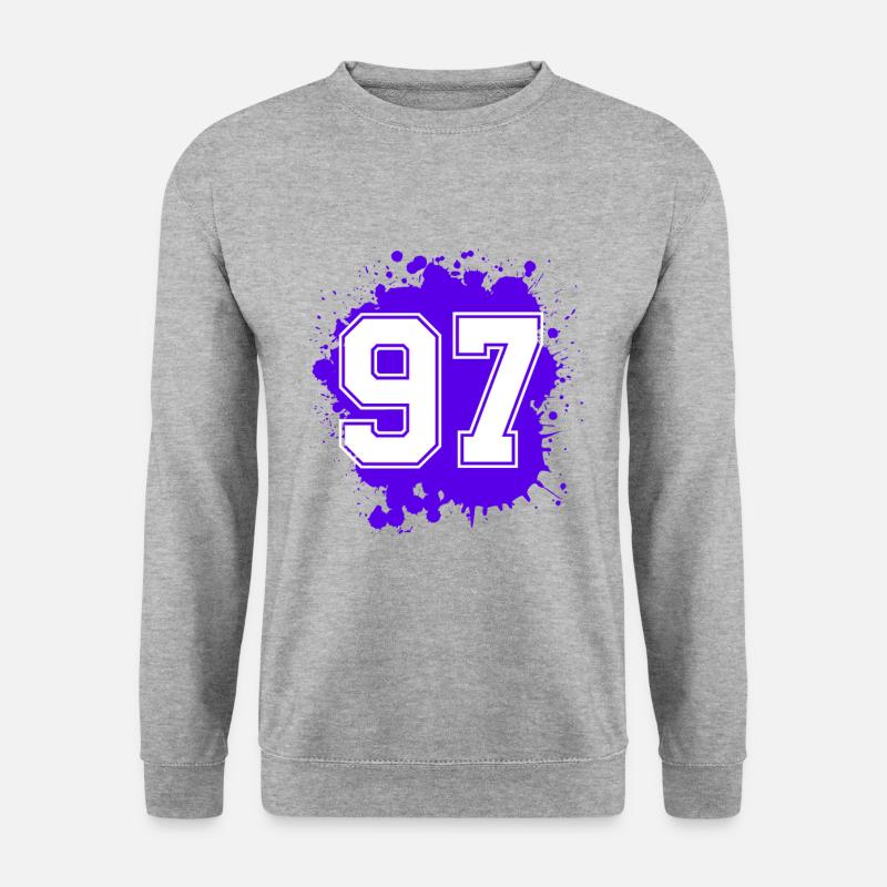 97 Zahl Klecks - Unisex Pullover - Weißgrau meliert