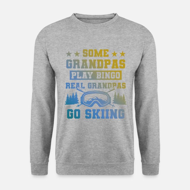 Großvater ski spruch - Unisex Pullover - Weißgrau meliert