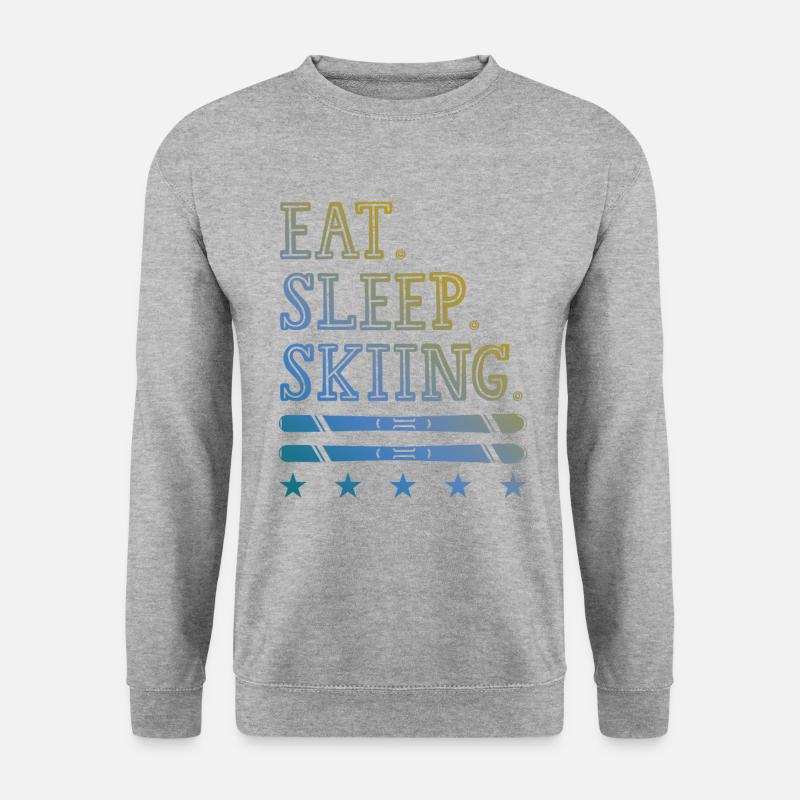 eat sleep skiing - Unisex Pullover - Weißgrau meliert