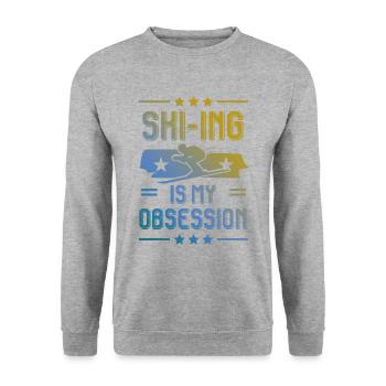 Ski Skiing - Unisex Sweatshirt - salt & pepper - Front - Alina (178cm) & Michal (187cm)