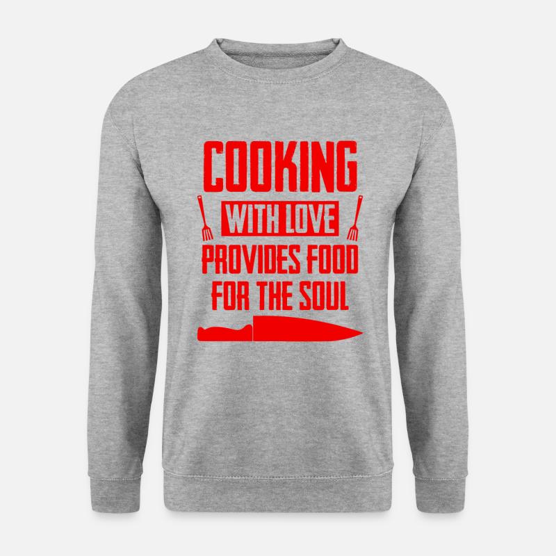 kochen mit liebe - Unisex Pullover - Weißgrau meliert