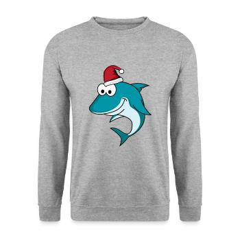 Hai Comic Weihnachten - Unisex Pullover - Weißgrau meliert - Vorne - Alina (178cm) & Michal (187cm)