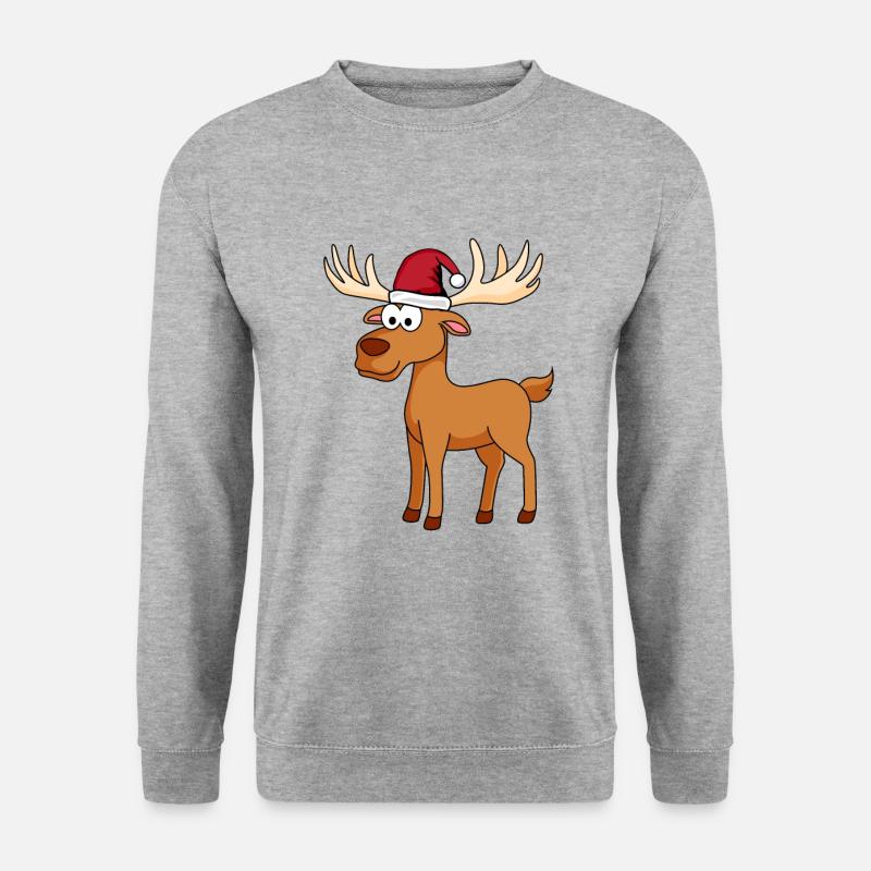 Elch Comic Weihnachten - Unisex Pullover - Weißgrau meliert