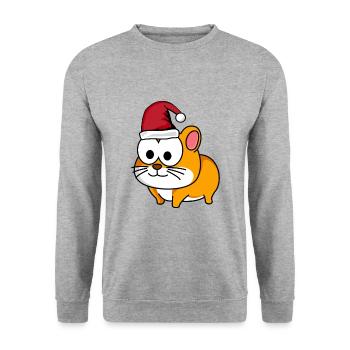 Hamster Comic Weihnachten - Unisex Pullover - Weißgrau meliert - Vorne - Alina (178cm) & Michal (187cm)