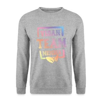 Vegan Team Member - Unisex Pullover - Weißgrau meliert - Vorne - Alina (178cm) & Michal (187cm)