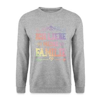 I Love my Family - Unisex Pullover - Weißgrau meliert - Vorne - Alina (178cm) & Michal (187cm)