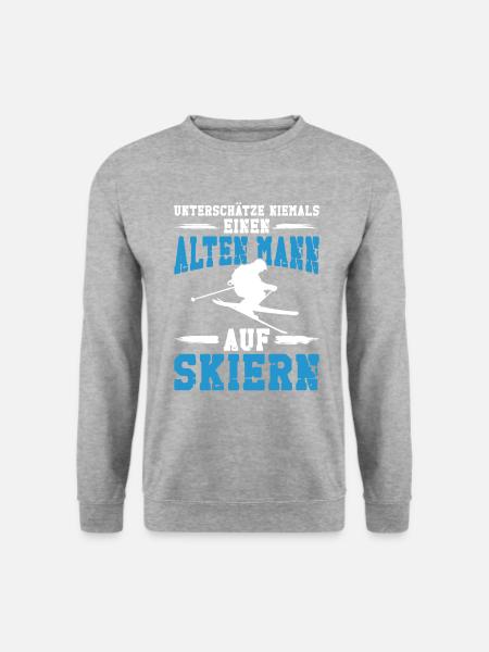 Ski Sport Alter Mann Vater Opa Papa Spruch - Unisex Pullover - Weißgrau meliert