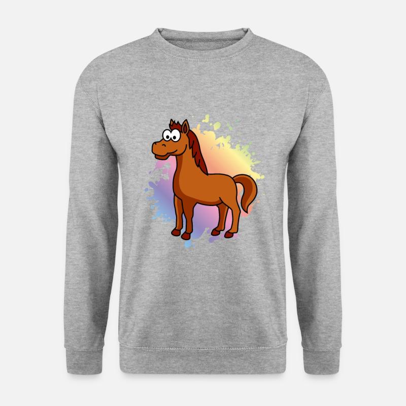 Pferd Comic Tier - Unisex Pullover - Weißgrau meliert