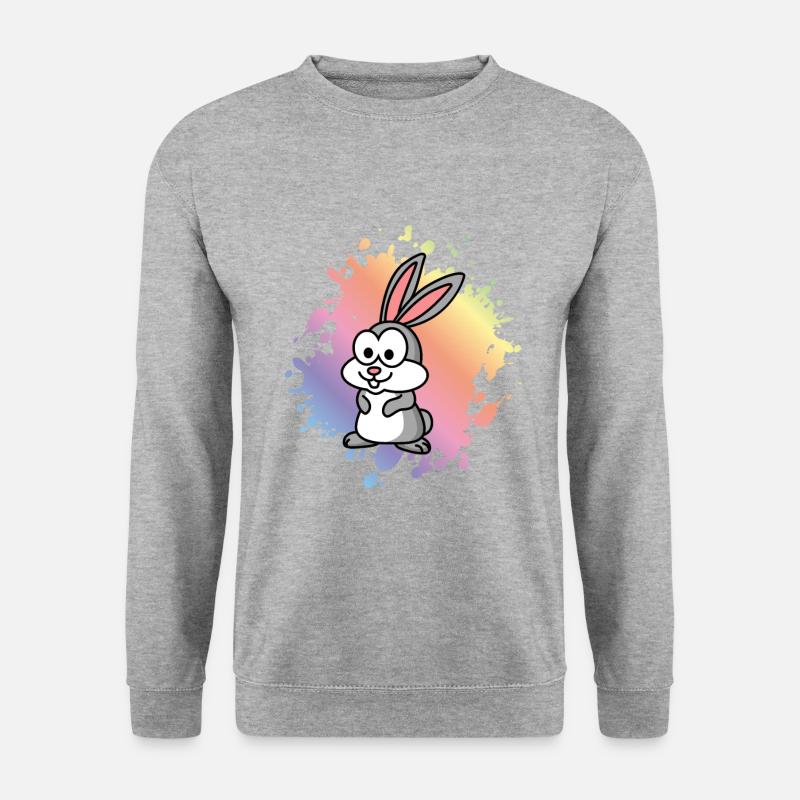 Hase Comic Tier - Unisex Pullover - Weißgrau meliert