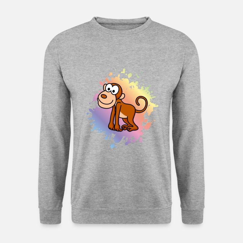Affe Comic Tier - Unisex Pullover - Weißgrau meliert