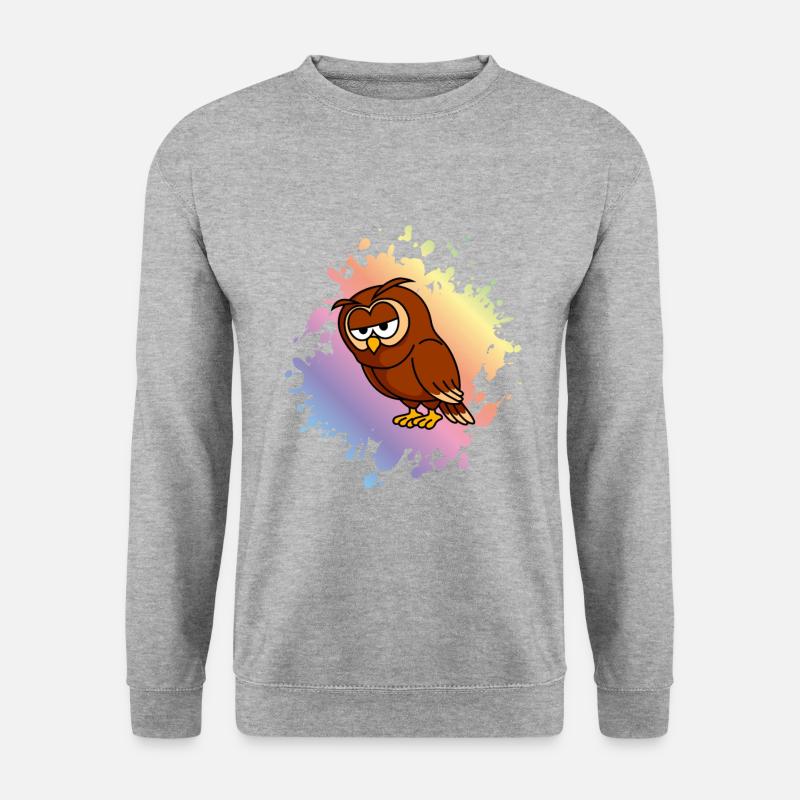 Eule Comic - Unisex Pullover - Weißgrau meliert