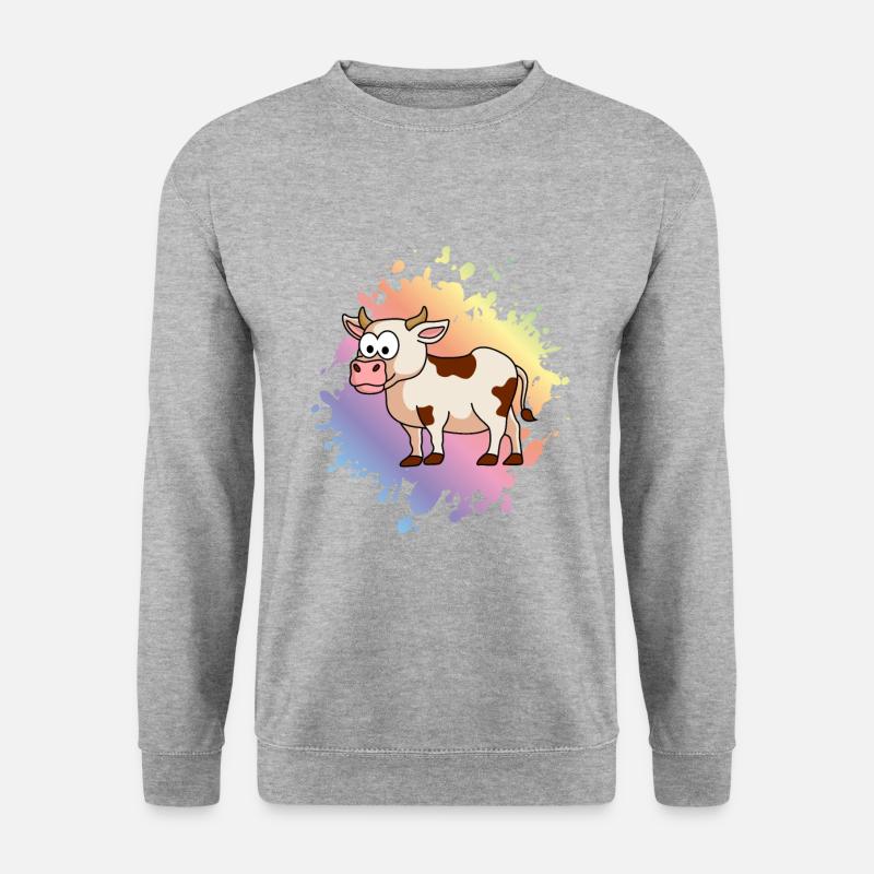 Kuh Comic Tier - Unisex Pullover - Weißgrau meliert