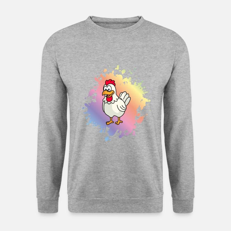 Huhn Comic Tier - Unisex Pullover - Weißgrau meliert