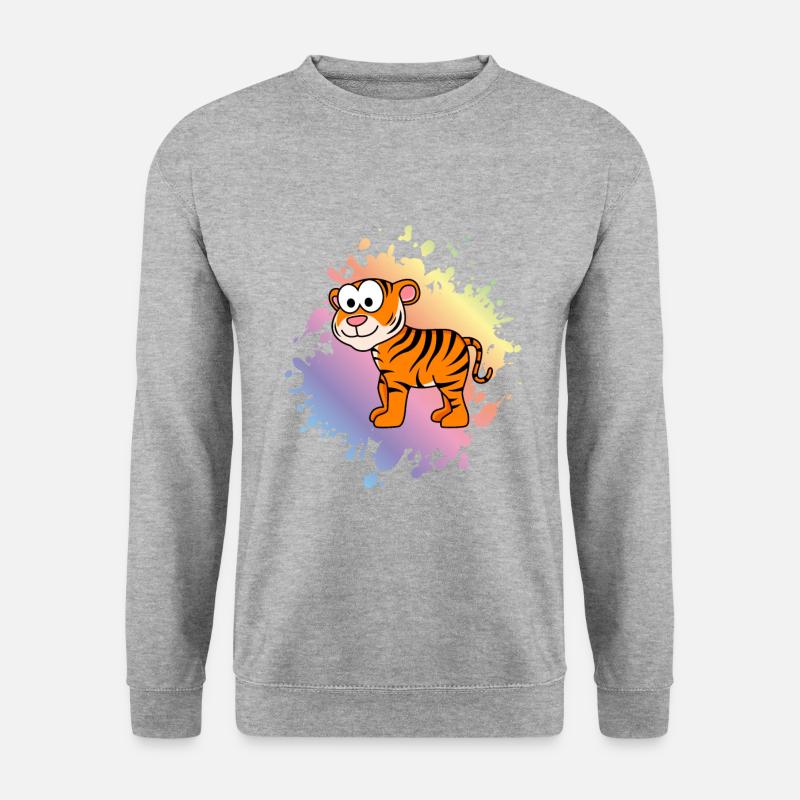 Tiger Comic Tier - Unisex Pullover - Weißgrau meliert