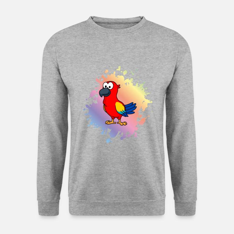 Papagai Comic Tier - Unisex Pullover - Weißgrau meliert