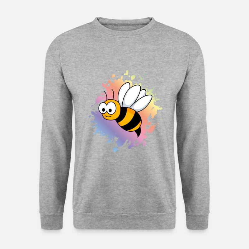 Honigbiene Comic Tier - Unisex Pullover - Weißgrau meliert