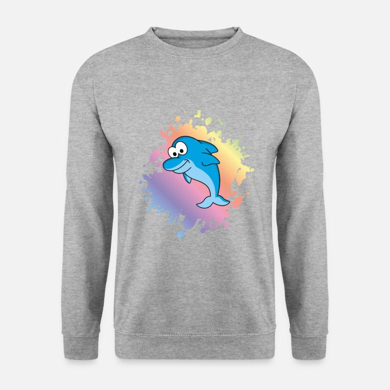 Delfin Comic Tier - Unisex Pullover - Weißgrau meliert