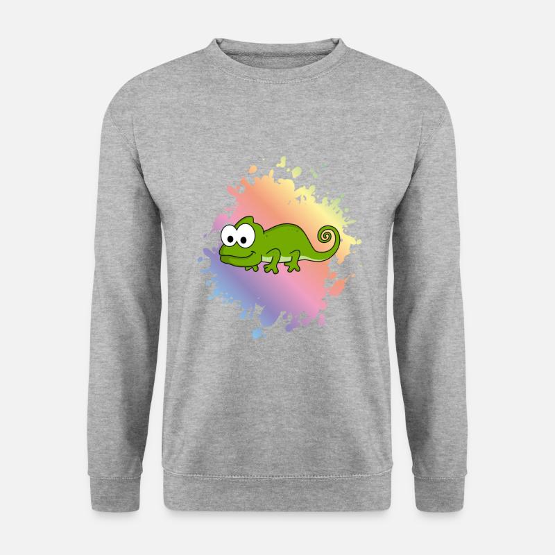 Chamäleon Comic Tier - Unisex Pullover - Weißgrau meliert