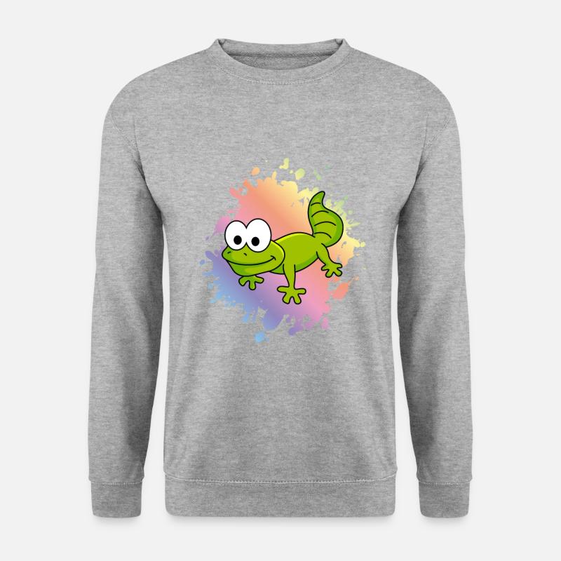 Gecko Comic Tier - Unisex Pullover - Weißgrau meliert