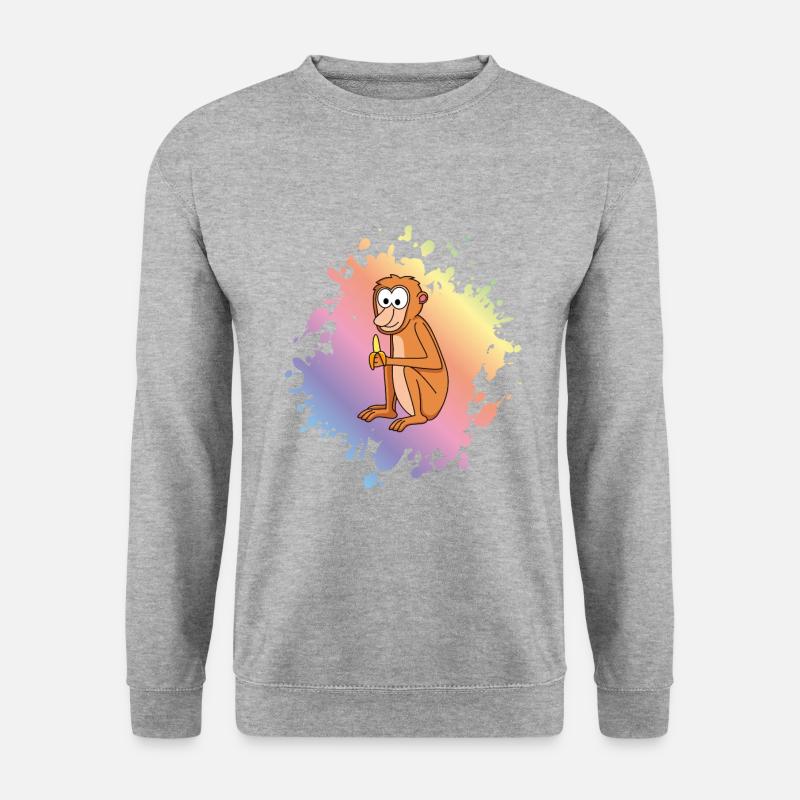 Affe comic Tier - Unisex Pullover - Weißgrau meliert