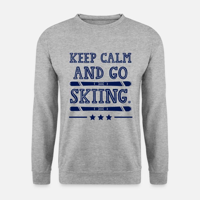 Keep calm ski - Unisex Pullover - Weißgrau meliert