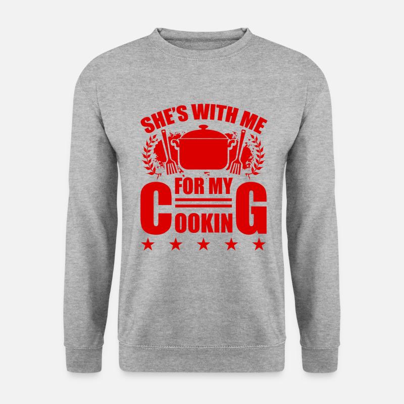 sie ist mit mir kochen - Unisex Pullover - Weißgrau meliert
