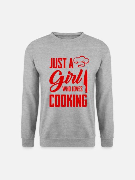 mädchen liebt kochen - Unisex Pullover - Weißgrau meliert