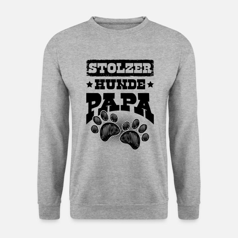 Stolzer Hunde papa - Unisex Pullover - Weißgrau meliert