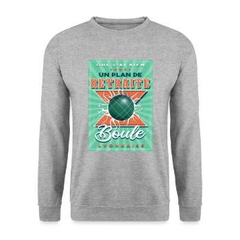 Boule Lyonnaise Retraite - Sweat-shirt Unisexe - gris chiné - Devant - Alina (178cm) & Michal (187cm)