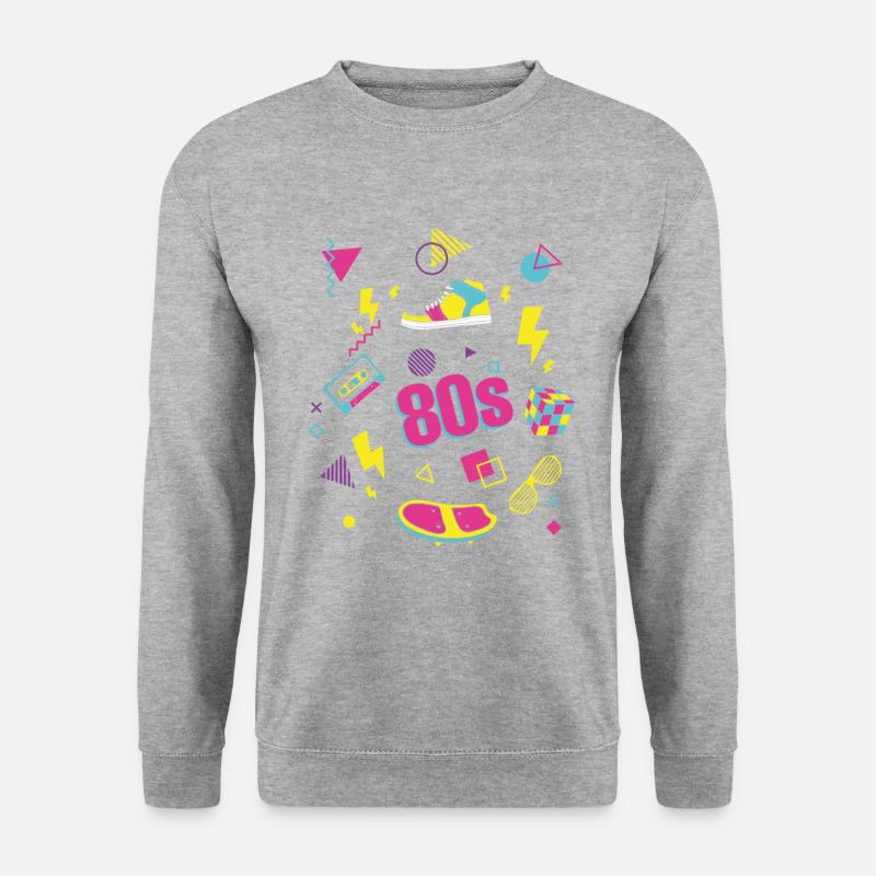 80s 80er Party Outfit Kostüm - Unisex Pullover - Weißgrau meliert