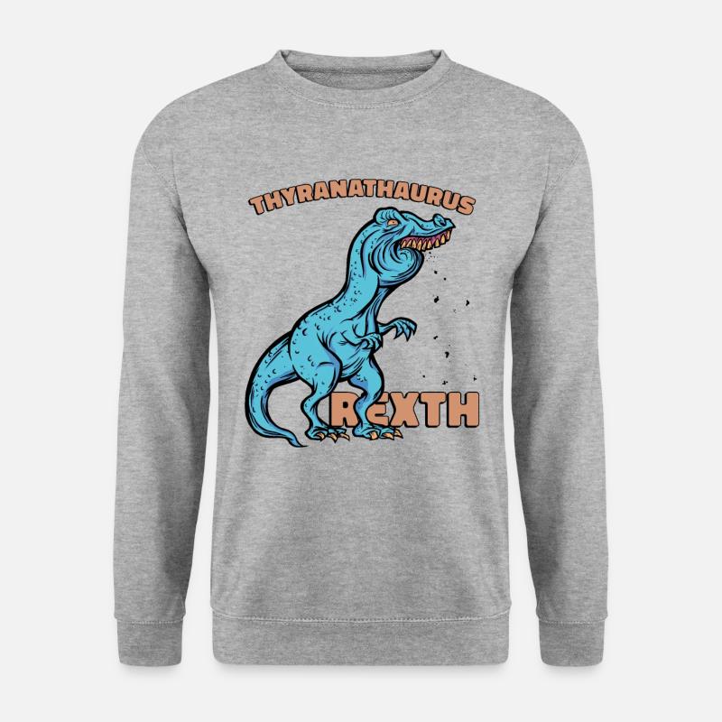 Lustiger T-Rex - Unisex Pullover - Weißgrau meliert
