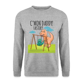 Lustiger T-Rex Tyrannosaurus Rex Dinosaurier - Unisex Pullover - Weißgrau meliert - Vorne - Alina (178cm) & Michal (187cm)