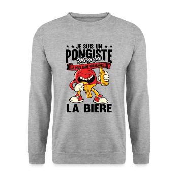 Ping Pong Humour Tennis De Table Bière - Sweat-shirt Unisexe - gris chiné - Devant - Alina (178cm) & Michal (187cm)