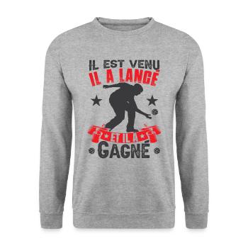 Boccia Pétanqueur Bouliste - Sweat-shirt Unisexe - gris chiné - Devant - Alina (178cm) & Michal (187cm)