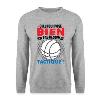 Boccia Joueur de Boules Slogan Pétanque - Sweat-shirt Unisexe - gris chiné - Devant - Alina (178cm) & Michal (187cm)