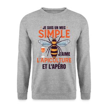 J'aime Apiculture Et L'Apéro - Sweat-shirt Unisexe - gris chiné - Devant - Alina (178cm) & Michal (187cm)