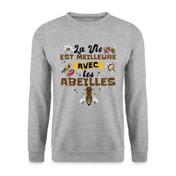 Apiculteur Graphique Abeilles Drôle - Sweat-shirt Unisexe - gris chiné - Devant - Alina (178cm) & Michal (187cm)
