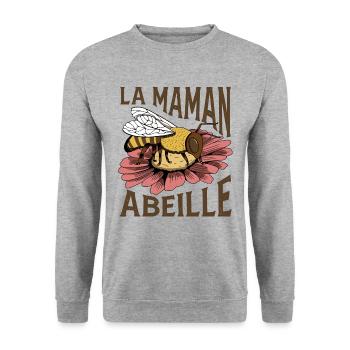 La Maman Abeille - Sweat-shirt Unisexe - gris chiné - Devant - Alina (178cm) & Michal (187cm)