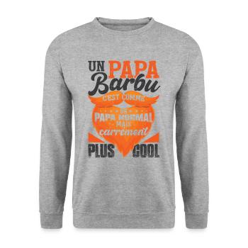 Papa Barbu Papy Barbe - Sweat-shirt Unisexe - gris chiné - Devant - Alina (178cm) & Michal (187cm)